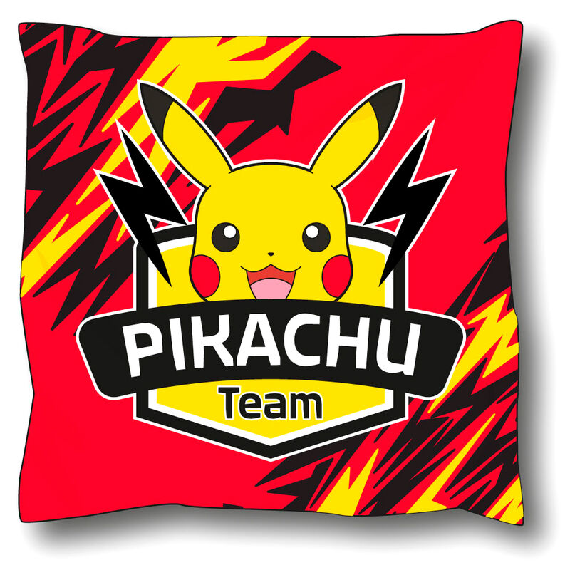 Cojín Pokémon Team Pikachu de 40 x 40 cm en rojo, negro y amarillo