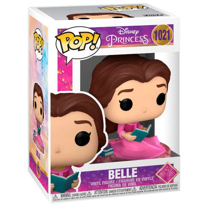 Figura Funko POP de Belle con vestido rosa y libro