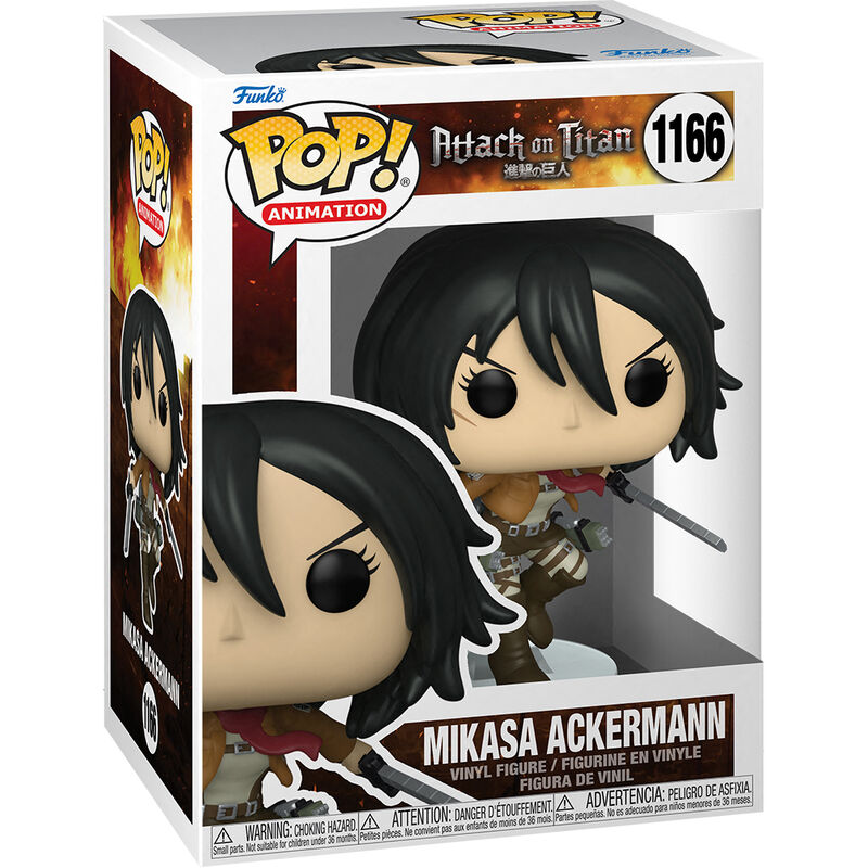 Figura Funko POP! de Mikasa Ackermann de Attack on Titan en caja