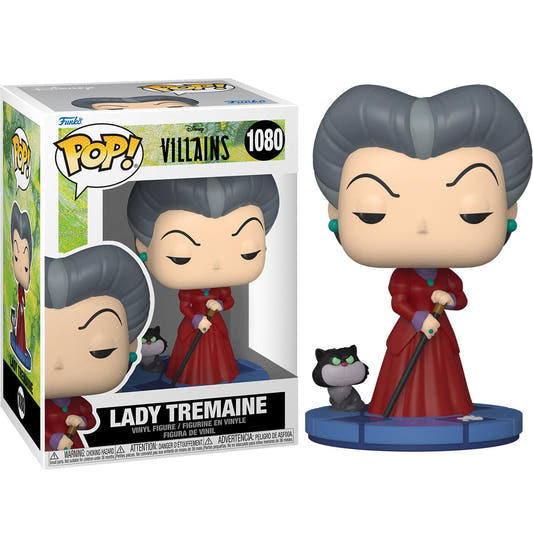 Figura Funko POP! de Lady Tremaine con bastón y gato negro - 3