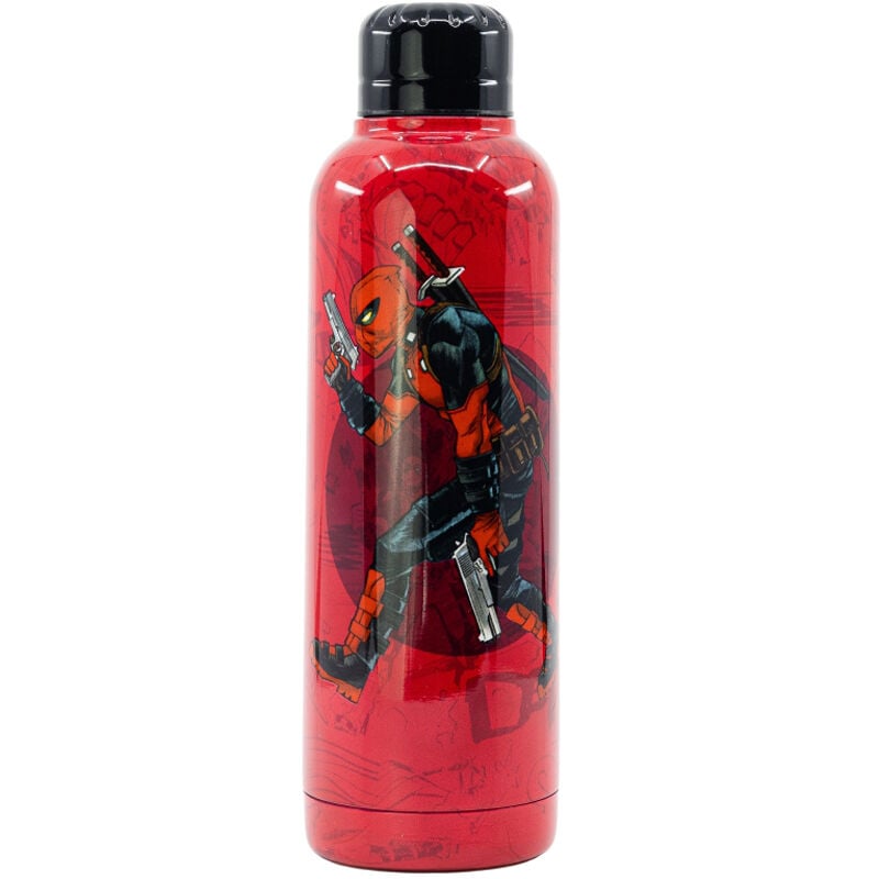 Botella térmica roja de acero inoxidable con diseño de Deadpool Marvel