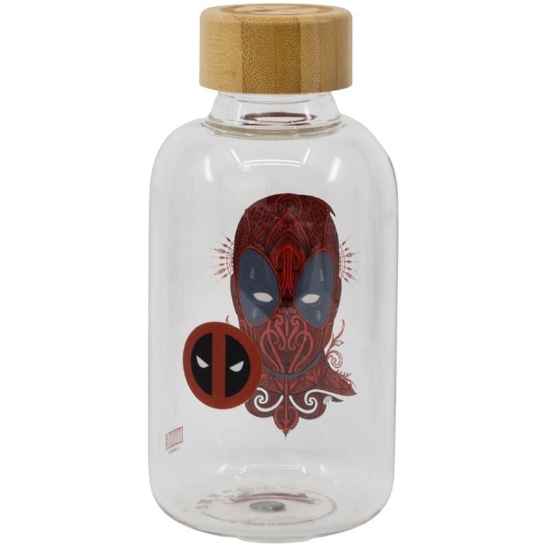 Botella de cristal Deadpool Marvel de 620 ml con tapón hermético