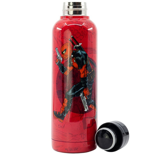 Botella térmica roja de acero inoxidable con diseño de Deadpool Marvel - 3
