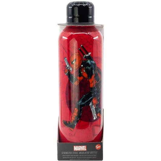 Botella térmica roja de acero inoxidable con diseño de Deadpool Marvel - 4
