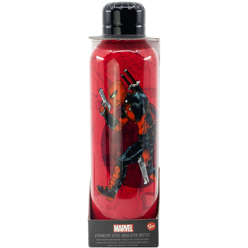 Botella térmica roja de acero inoxidable con diseño de Deadpool Marvel - 4