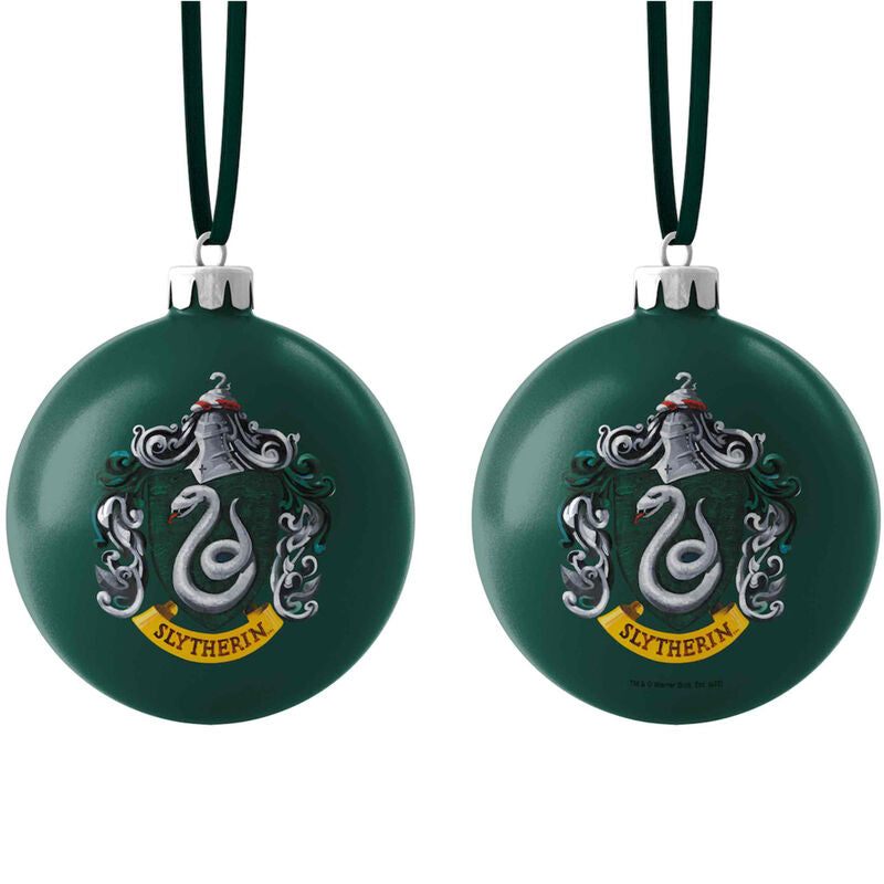 Bola de Navidad verde de Slytherin con escudo de Harry Potter