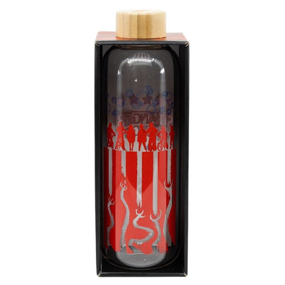 Botella de cristal Stranger Things de 1030 ml con diseño rojo y rosa - 2