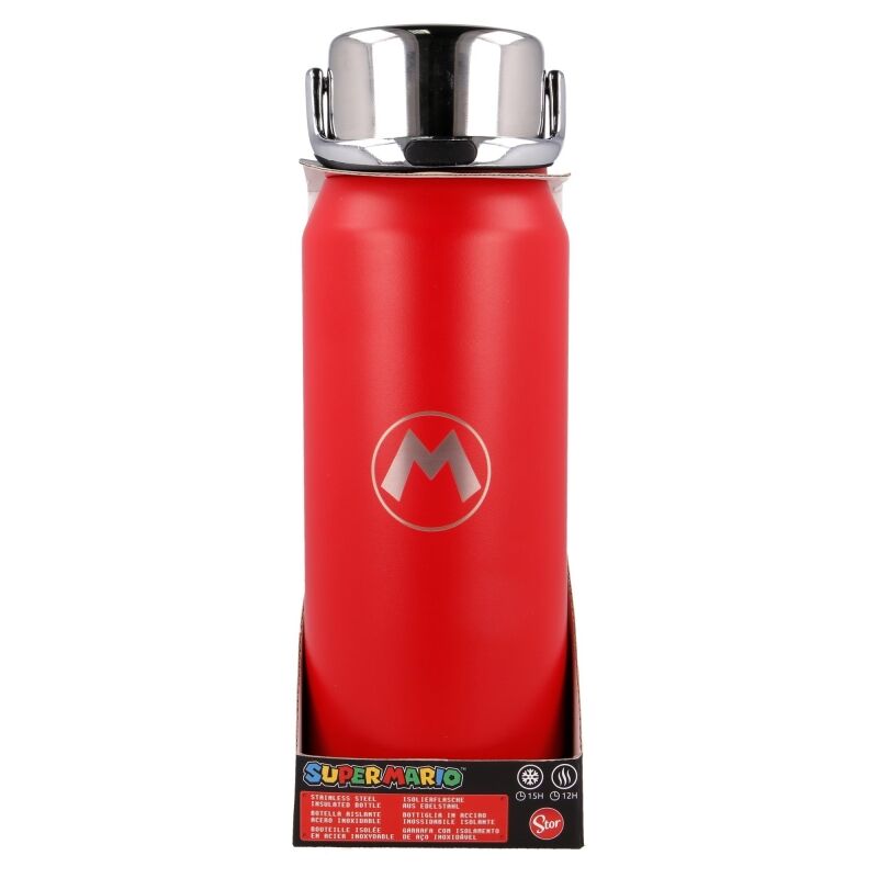 Botella termo roja de acero inoxidable Super Mario Bros con tapón plateado - 2