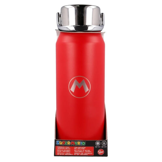 Botella termo roja de acero inoxidable Super Mario Bros con tapón plateado - 2