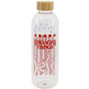 Botella de cristal Stranger Things de 1030 ml con diseño rojo y rosa