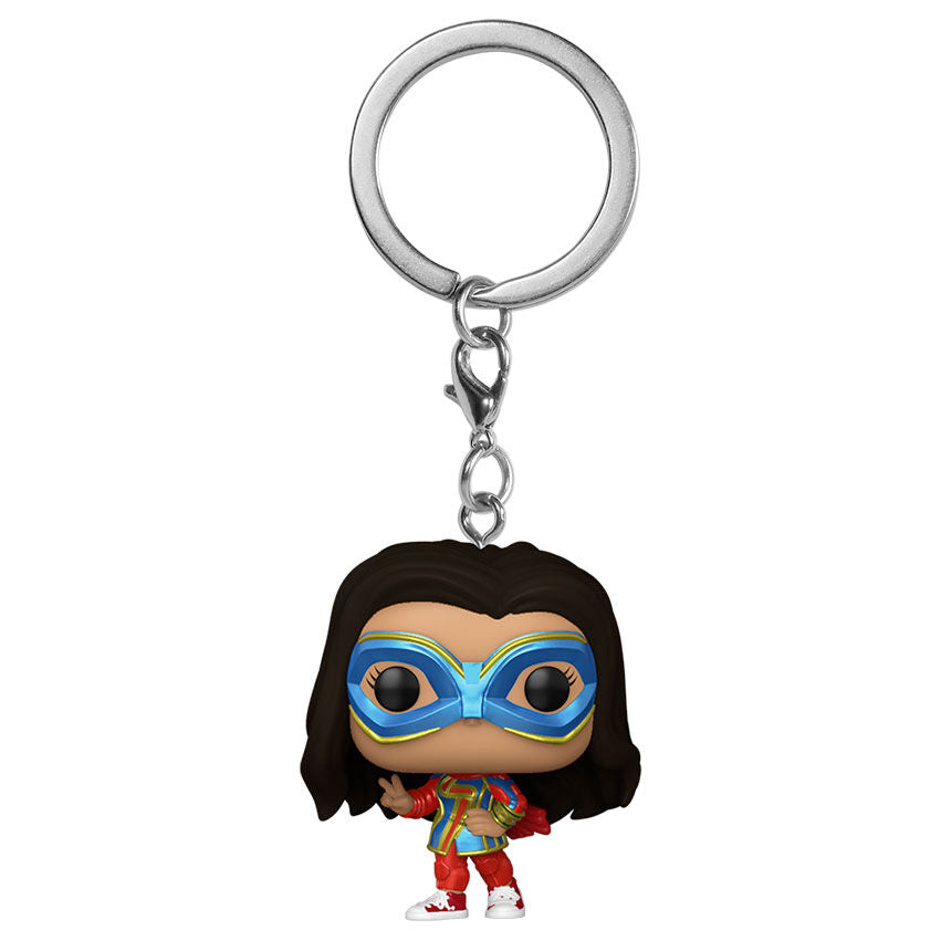 Llavero FUNKO Pocket POP de Ms. Marvel con máscara azul y amarilla