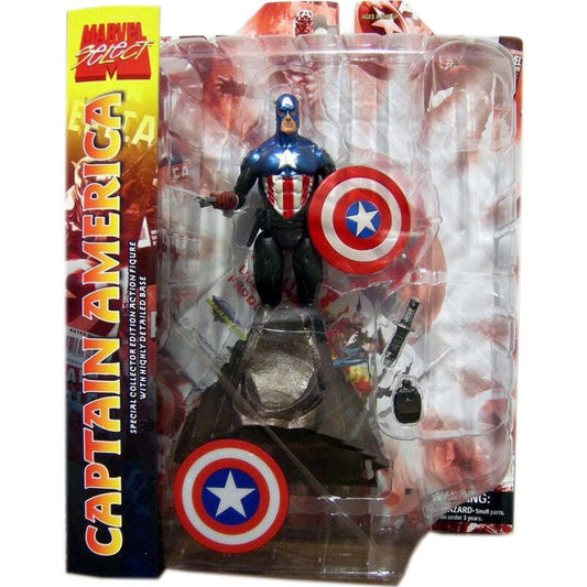 Figura Marvel Select de Capitán América con escudo y base