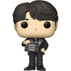 Figura Funko POP! de Suga de BTS con traje negro y placa con su nombre