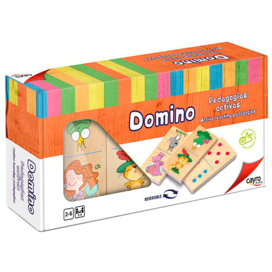 Caja del dominó infantil Cayro con piezas de madera reversibles