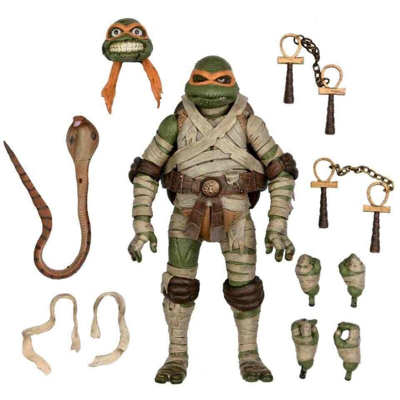 Figura NECA de Michelangelo momia de Tortugas Ninja con accesorios