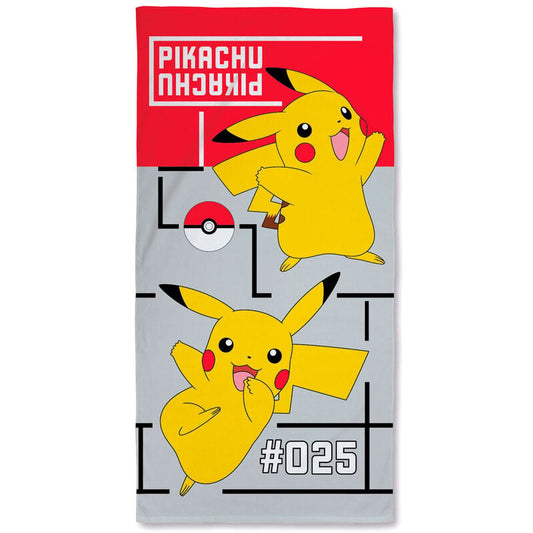 Toalla Pokémon Pikachu de algodón con diseño rojo y gris