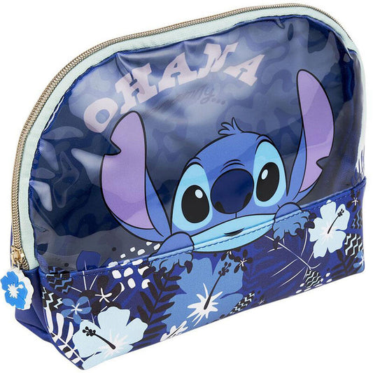 Neceser azul de Stitch Disney con estampado floral