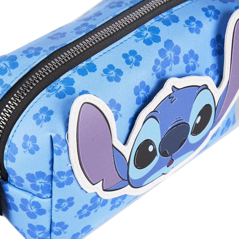Neceser azul de Stitch Disney con estampado floral y cremallera - 3