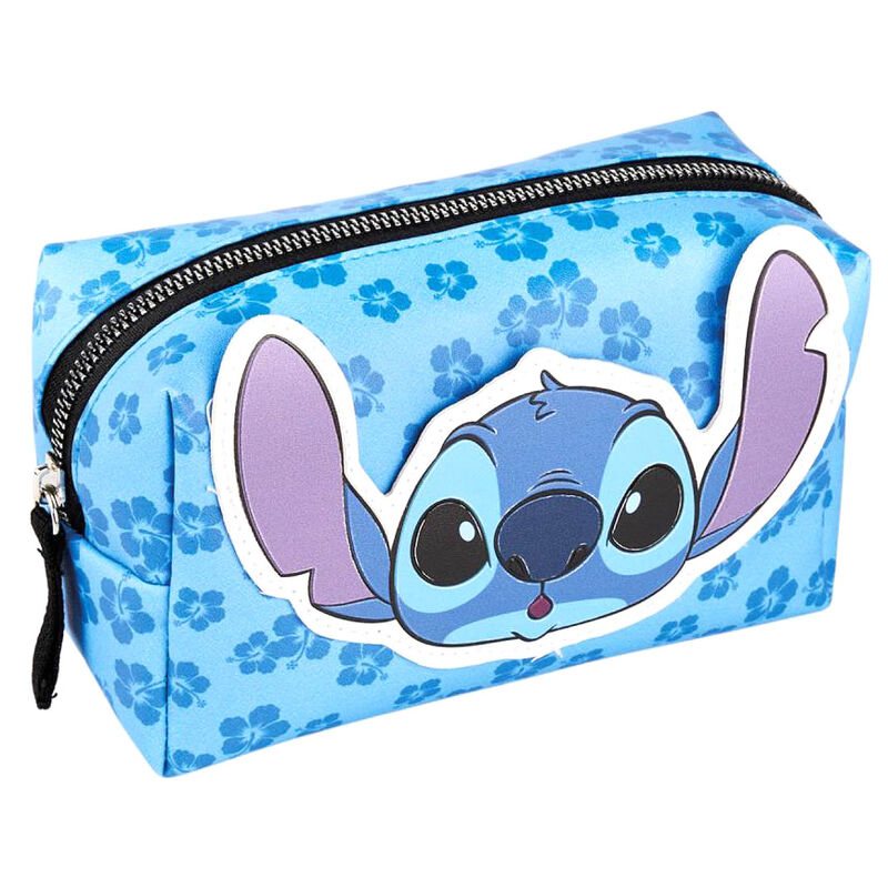 Neceser azul de Stitch Disney con estampado floral y cremallera - 4