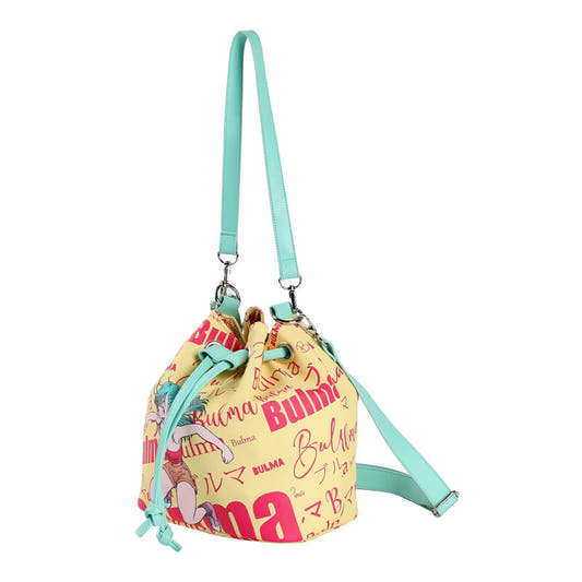 Bolso bandolera amarillo de Bulma Dragon Ball con correa turquesa