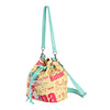 Bolso bandolera amarillo de Bulma Dragon Ball con correa turquesa