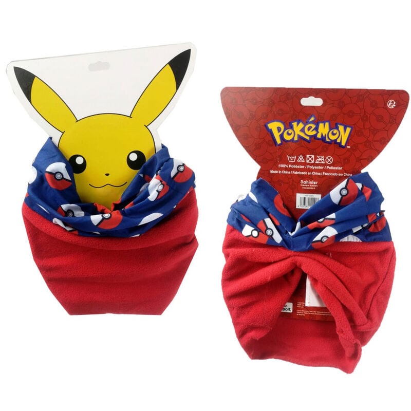 Braga de cuello Pokémon roja con Pikachu y estampado de Poké Ball