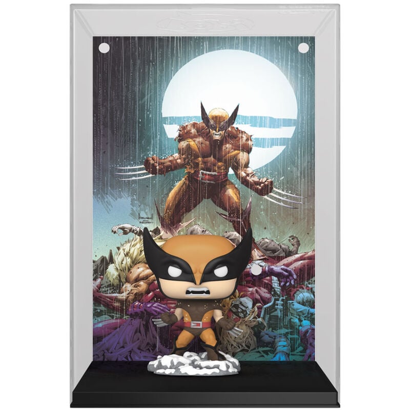 Figura Funko POP! de Wolverine de X-Men con fondo de cómic