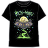 Camiseta negra Rick and Morty con ilustración de nave espacial