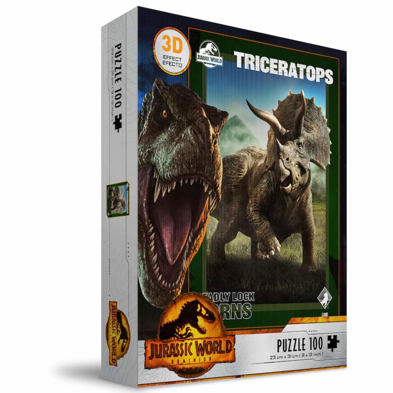 Caja del puzzle 3D de Triceratops de Jurassic World con 100 piezas