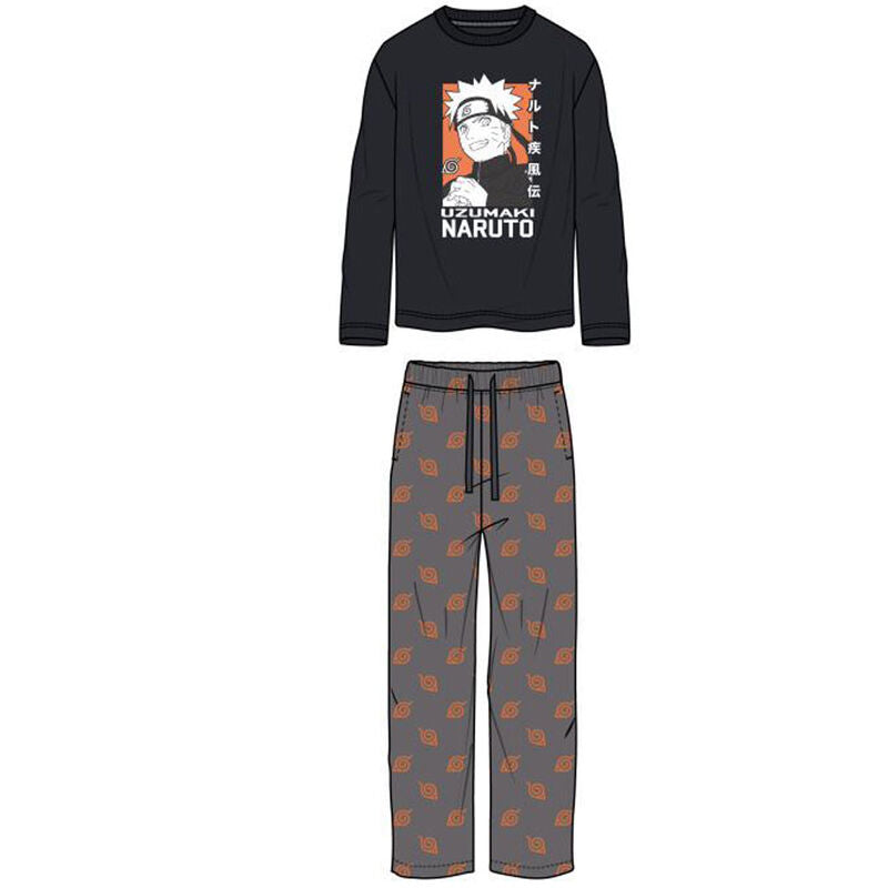 Pijama adulto Naruto Shippuden negro y gris