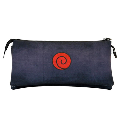 Portatodo triple Naruto Shippuden naranja y azul con símbolo de Konoha - 3