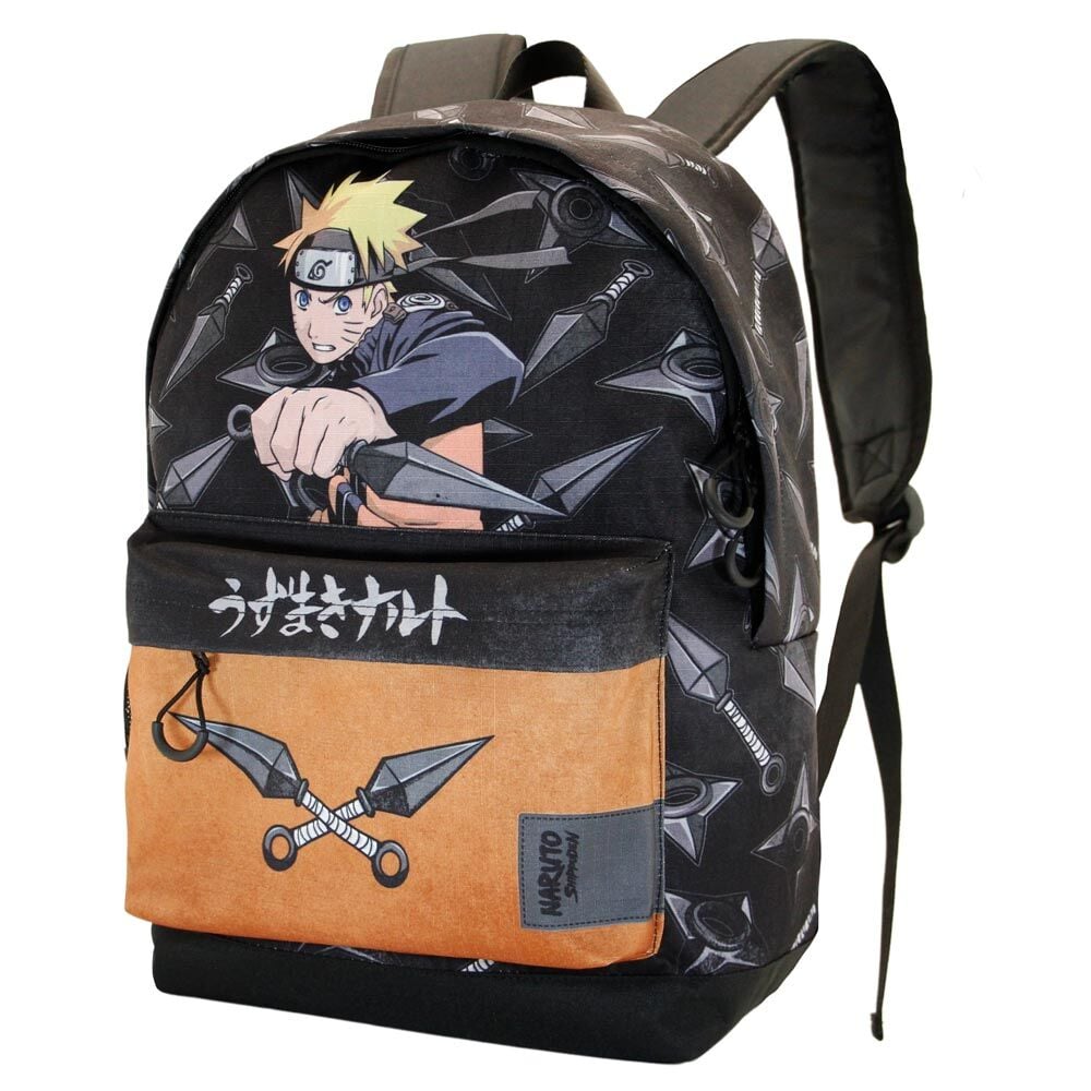 Mochila Naruto Shippuden negra y naranja con ilustración de Naruto - 2