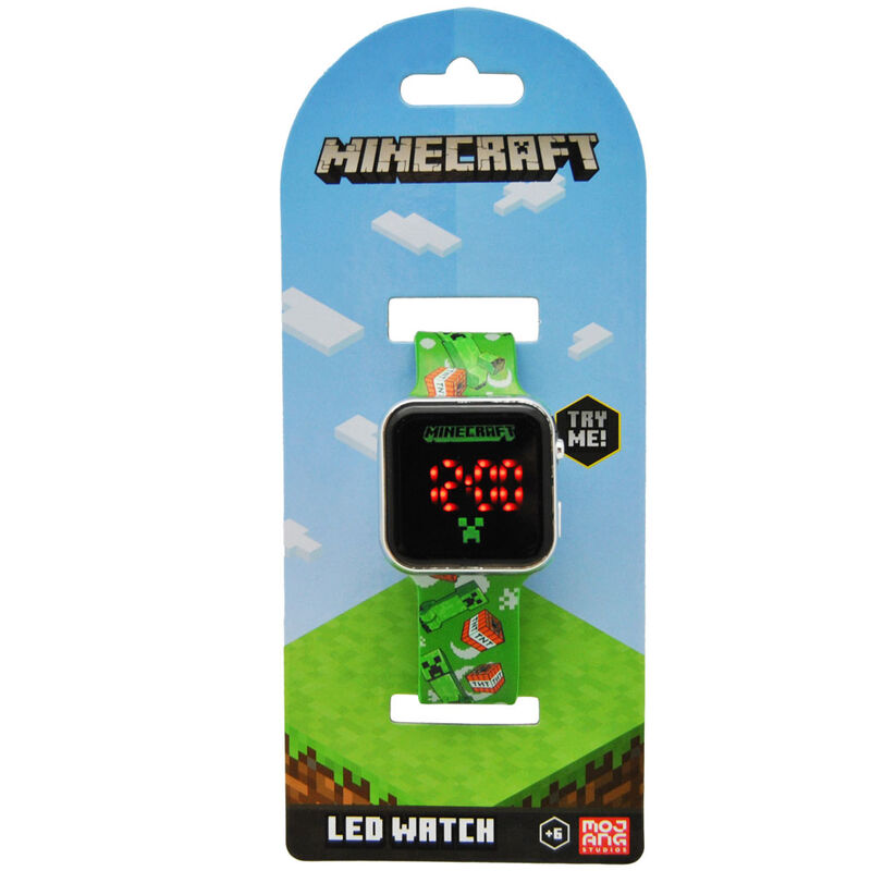 Reloj LED Minecraft verde con correa de Creepers y pantalla digital - 2
