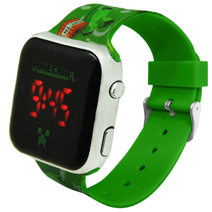 Reloj LED Minecraft verde con correa de Creepers y pantalla digital - 3