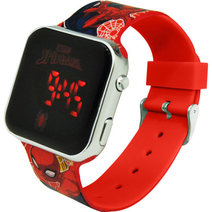 Reloj LED rojo de Spider-Man Marvel con correa estampada
