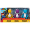 Blíster con tres figuras Yoshi de Super Mario Bros en amarillo, morado y azul claro