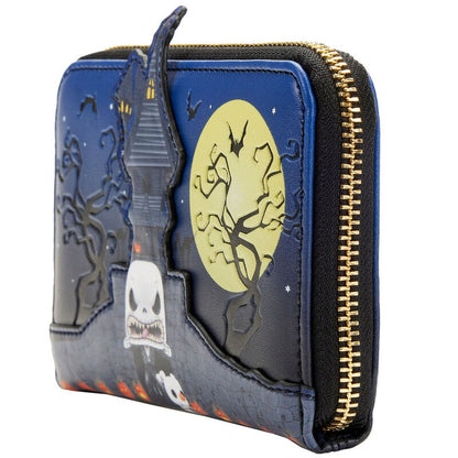 Cartera Loungefly de Jack Skellington con casa encantada, luna y calabazas - 3