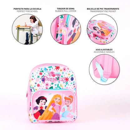 Mochila rosa CERDÁ de Disney Princesas con flores y personajes - 2