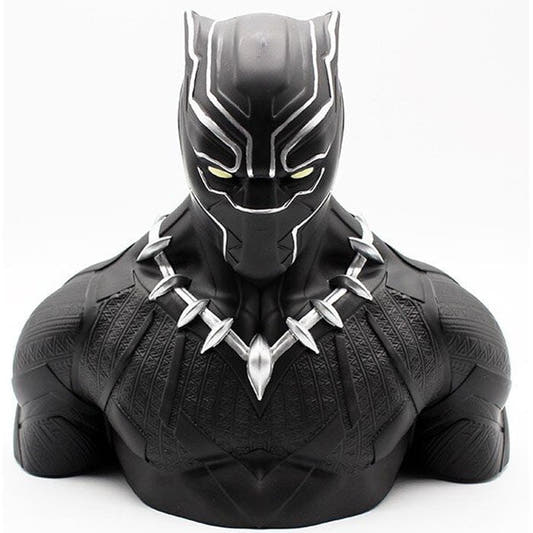 Busto hucha de Black Panther en PVC con collar plateado