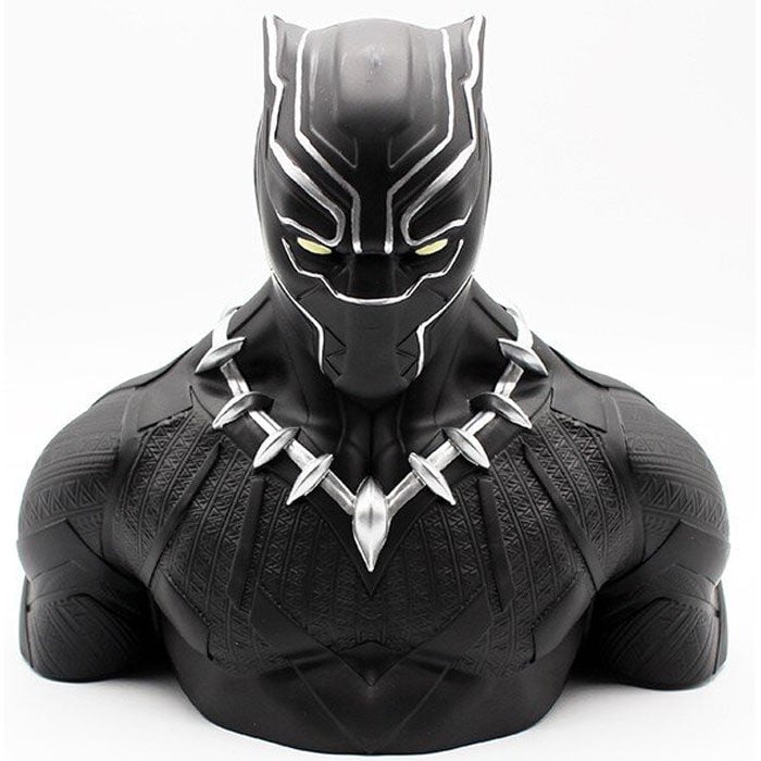 Busto hucha de Black Panther en PVC con collar plateado