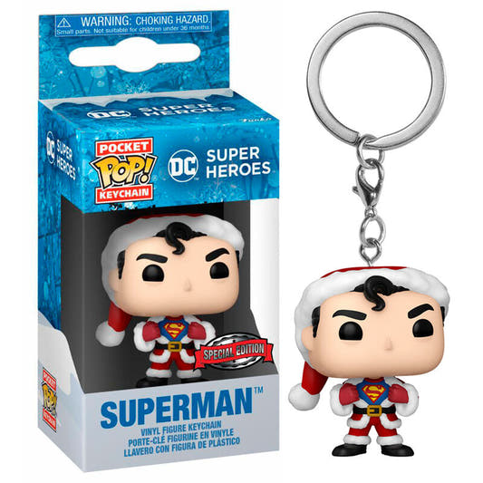 Llavero Funko Pocket POP de Superman con gorro navideño