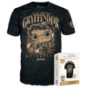 Camiseta negra Funko de Harry Potter y Gryffindor con diseño de Quidditch