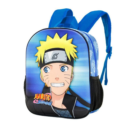 Mochila 3D azul de Naruto con bolsillos laterales de malla - 3