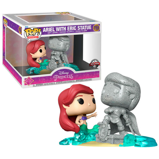 Figura Funko POP! de Ariel junto a una estatua gris de Eric - 3