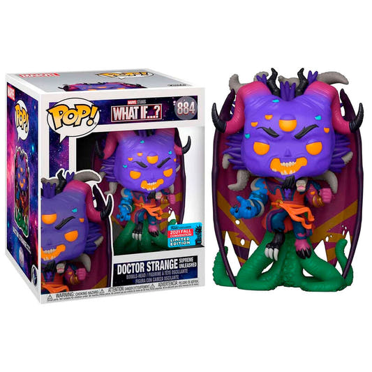 Figura Funko POP! de Doctor Strange Supreme con diseño morado y múltiples caras - 3