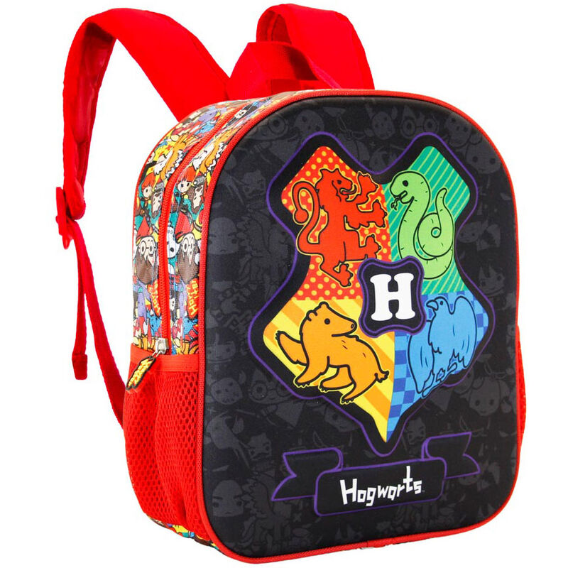 Mochila 3D preescolar de Hogwarts Harry Potter con diseño de las cuatro casas - 3