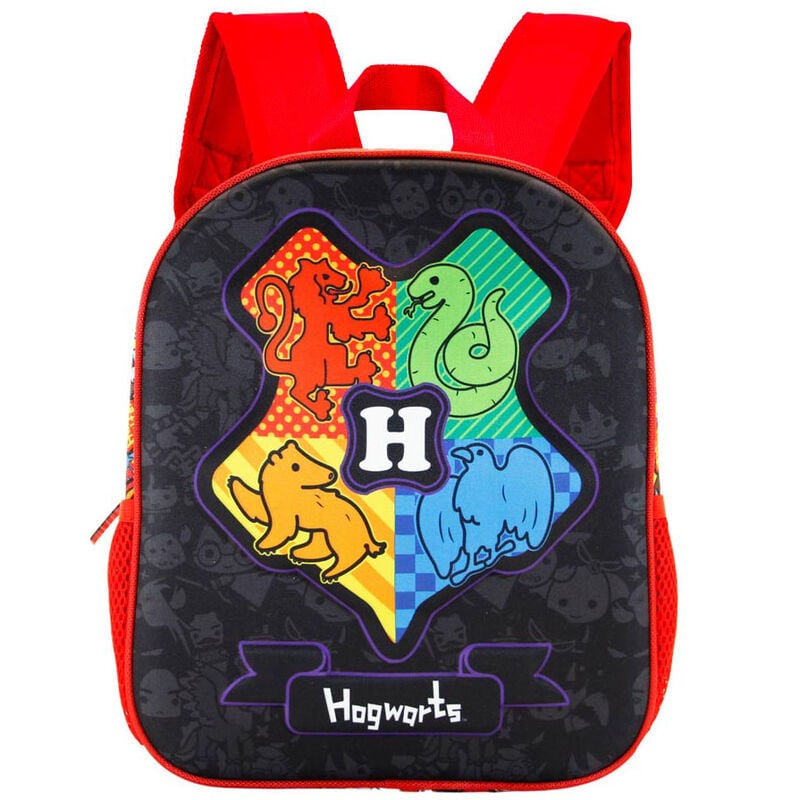Mochila 3D preescolar de Hogwarts Harry Potter con diseño de las cuatro casas