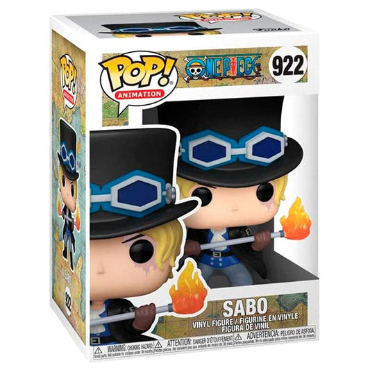 Figura Funko POP! de Sabo de One Piece con sombrero y vara con llama en caja con ventana