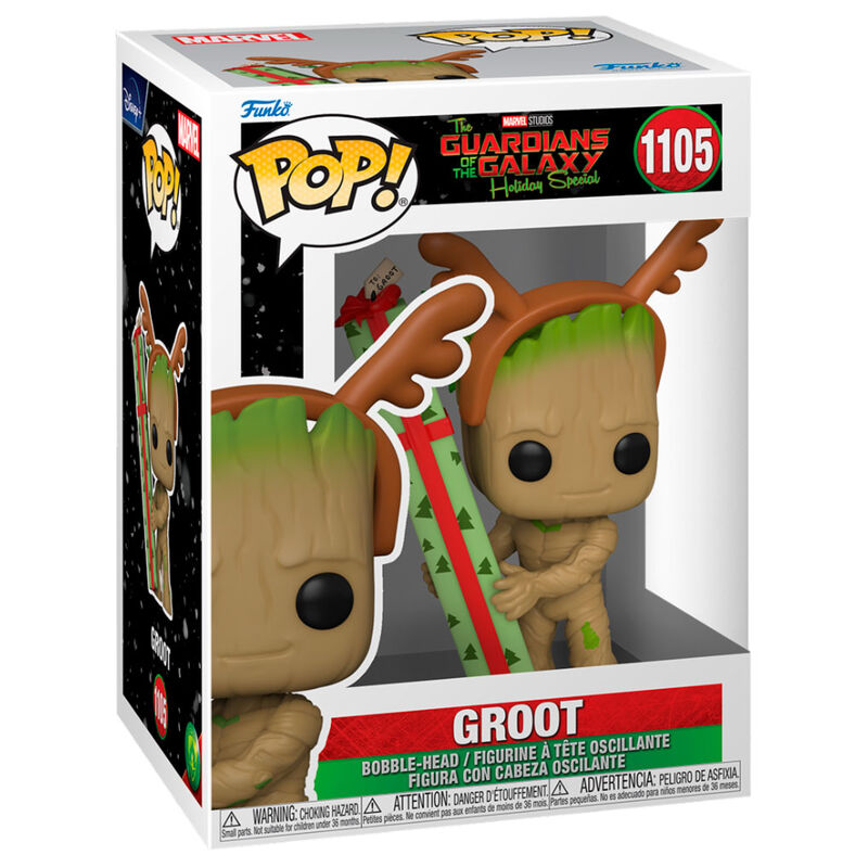 Figura Funko POP! de Groot con diseño navideño en caja