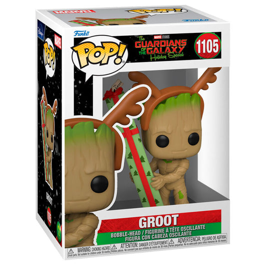 Figura Funko POP! de Groot con diseño navideño en caja